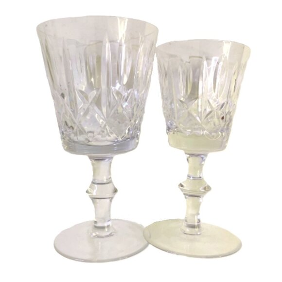 Wine and Sherry Glass Edinburgh Crystal Pattern ED19 Olive and Cross Cut Vintage - Picture 7 of 11